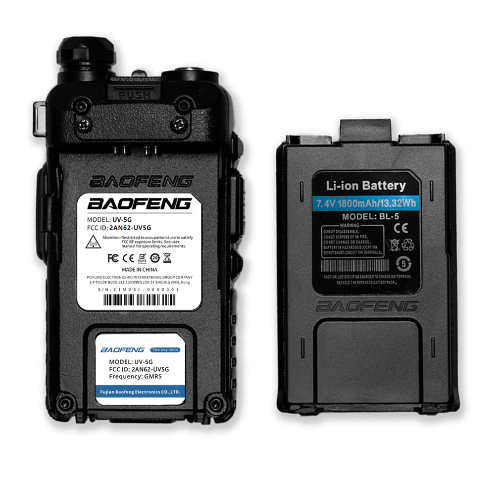 Baofeng UV-5X / UV-5G [1 Pair] GMRS Radio | 5W | Repeater Capable | NOAA Scan | Support CHIRP Programming - Image 11